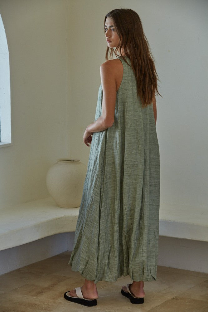 Moss linen dress